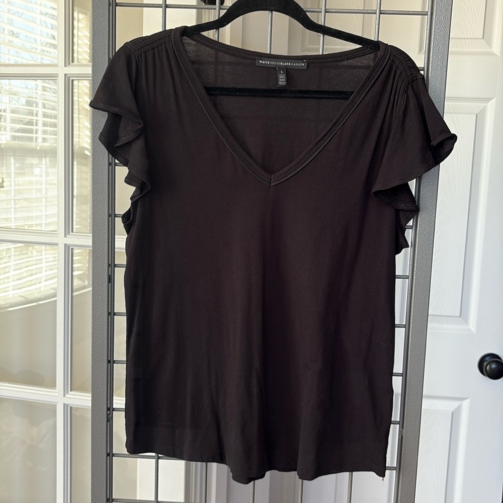 White House Black Market black Flutter Sleeve Tee